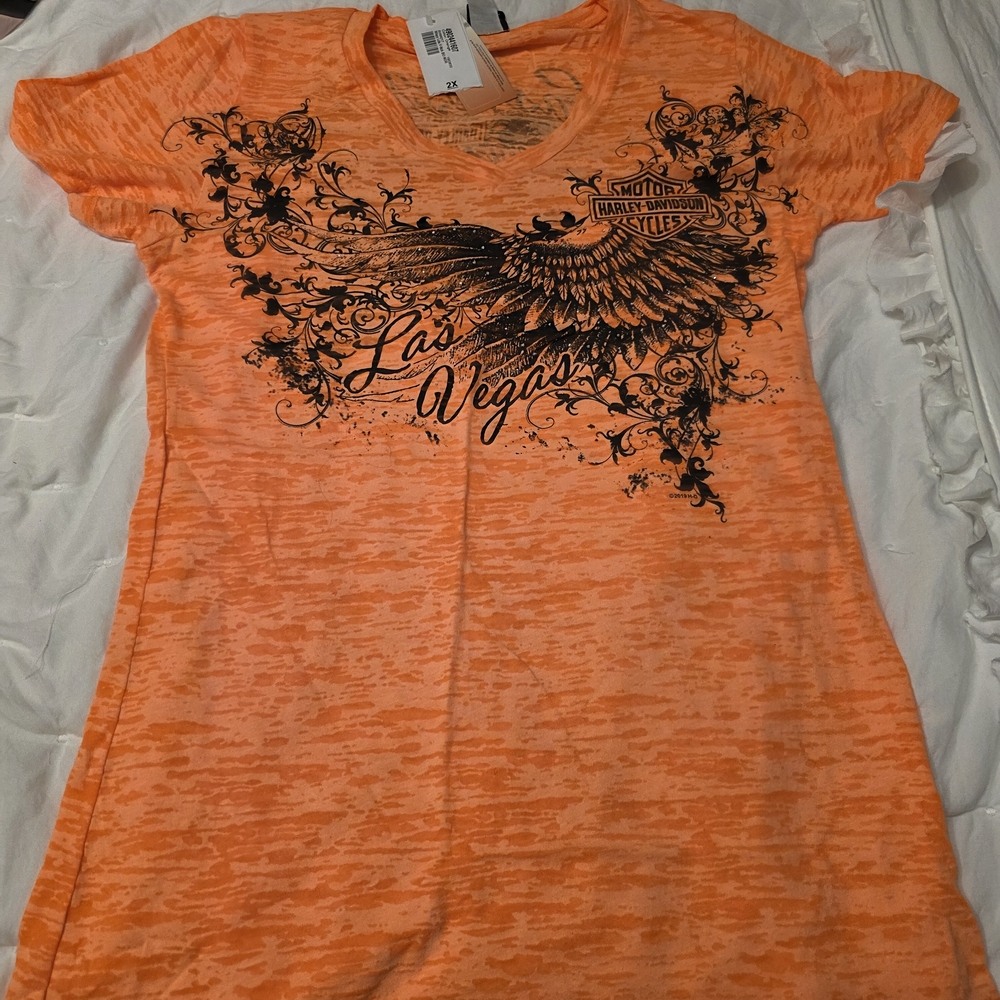 Harley-Davidson Vibrant Orange Tee with Black Graphic